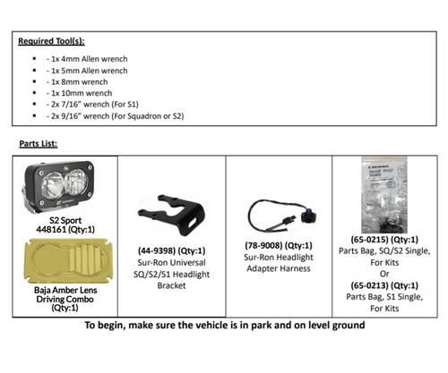 Baja Designs S2 Sport Headlight Kit – Sur-Ron Light Bee / Talaria Sting