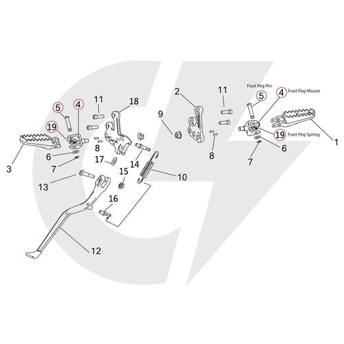 Surron Light Bee - OEM Foot Peg Connection Assembly